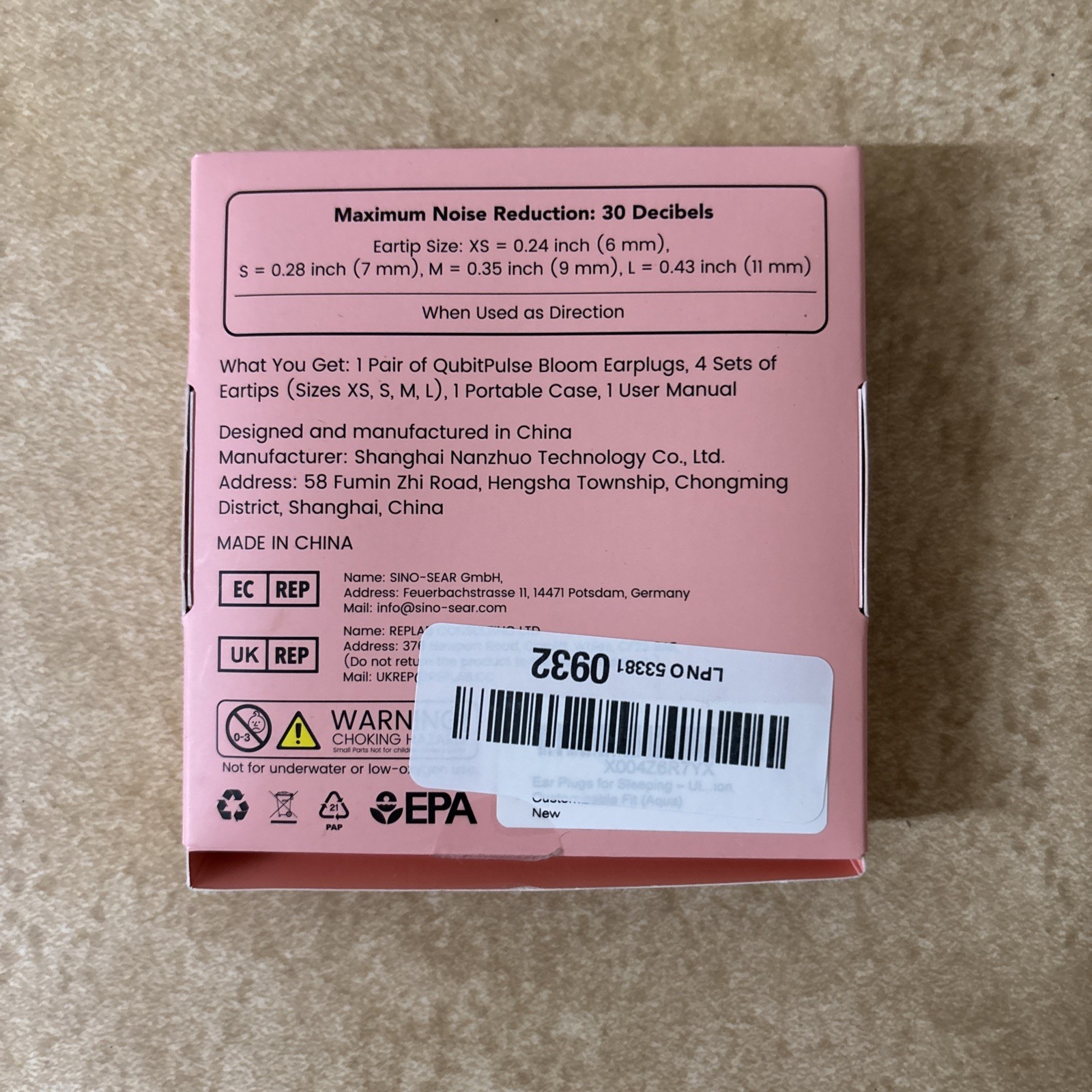 QubitPulse Bloom Ear Plugs for Multi Size Plugs for Ear Canals Blue OPEN BOX