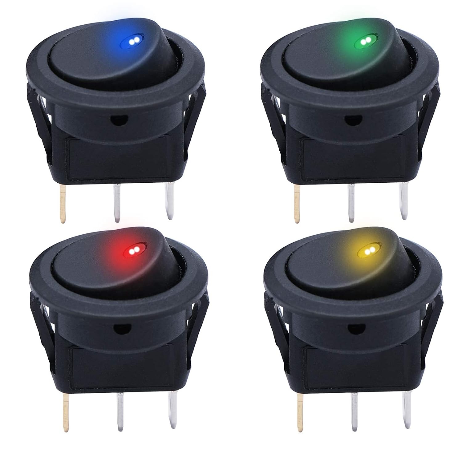 Mxuteuk 3Pcs Waterproof Momentary Rocker Switch (On)/Off/(On), DC 12V 10A Toggle