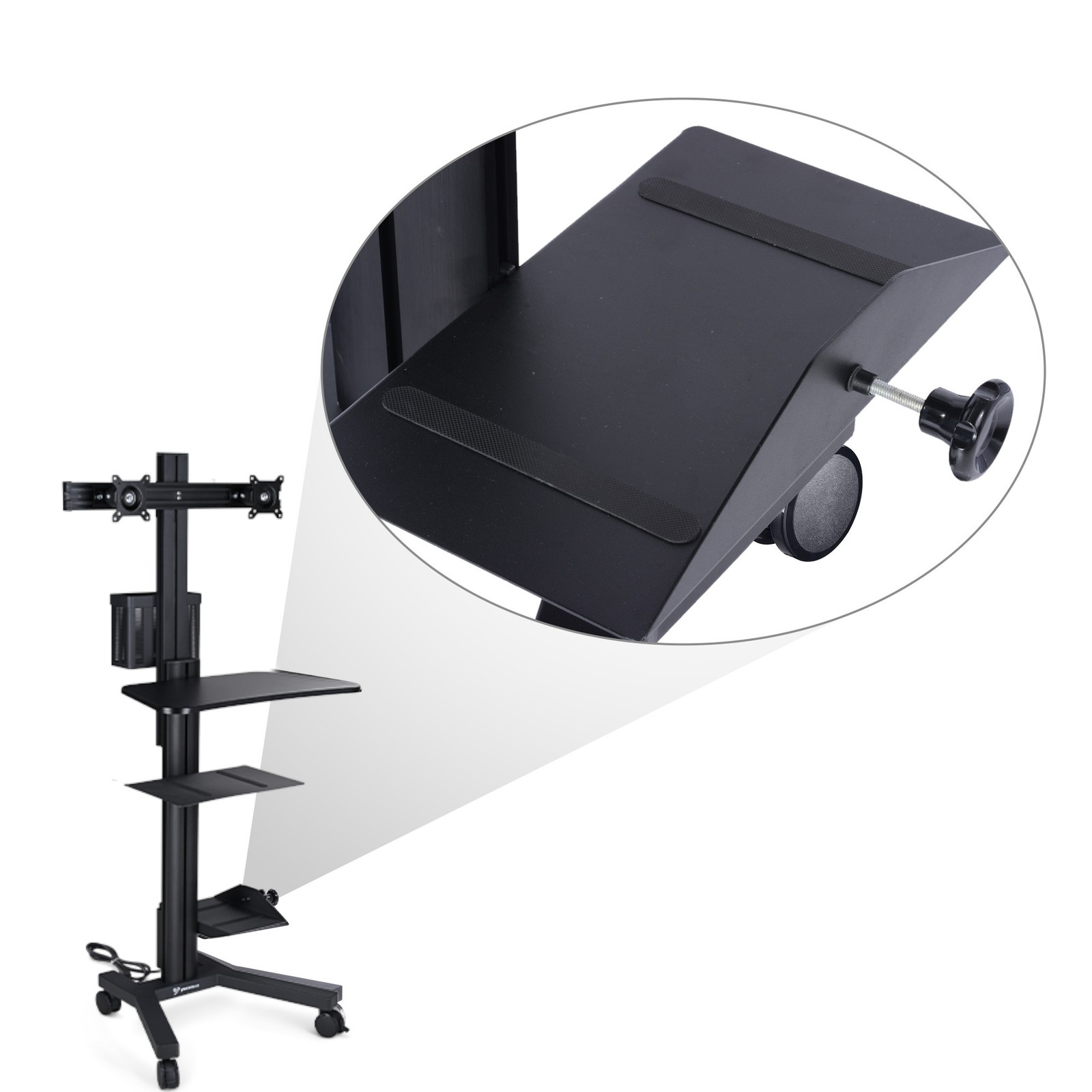 YesSources Medical Mobie PC Cart Computer Dual Mount Extension Pole CPU Holder