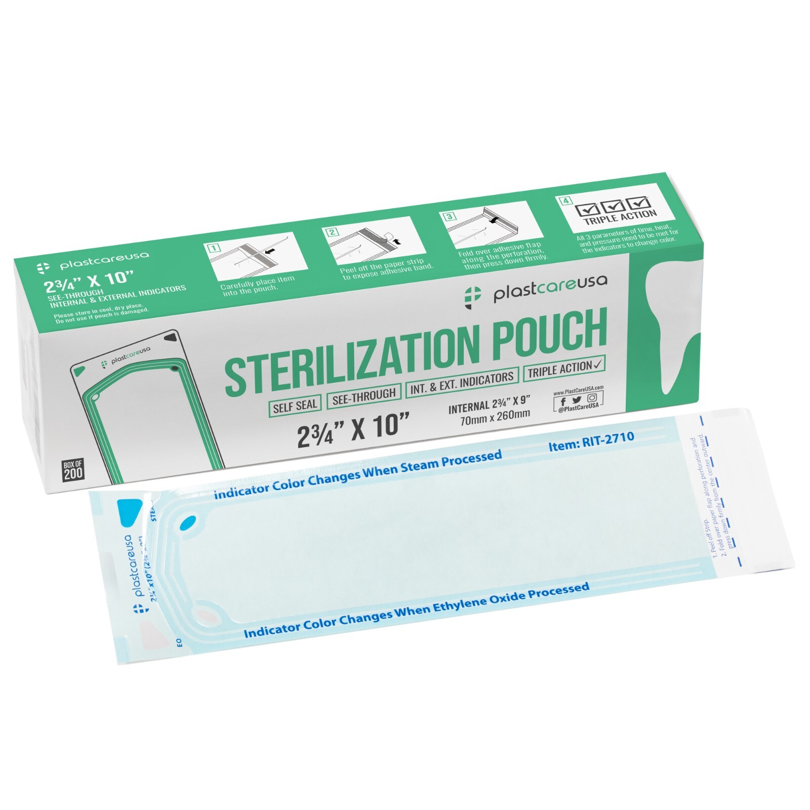 2.75″ x 10″ Self-Sealing Sterilization Pouches for Autoclave (Choose Quantity)
