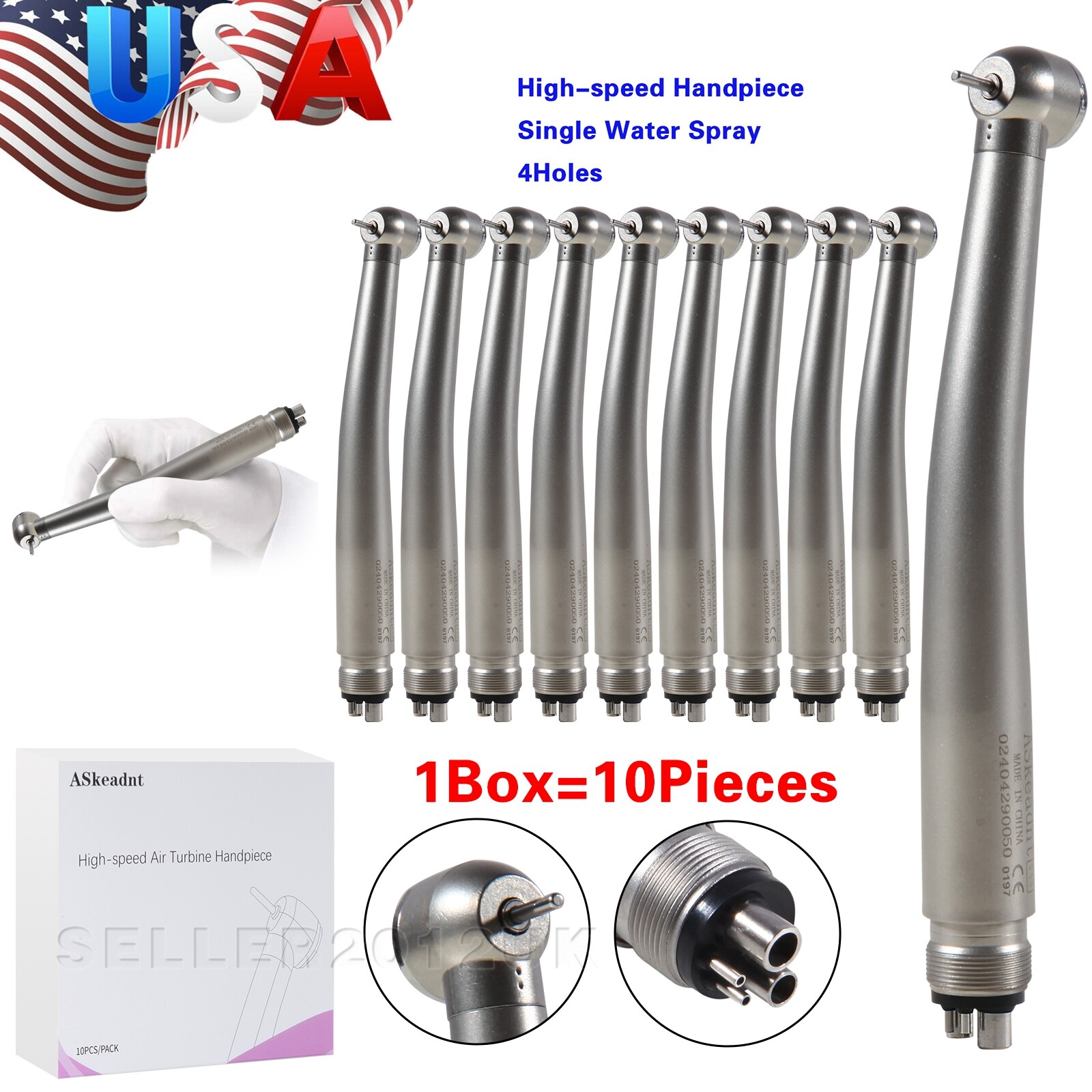 Dental High Speed Handpiece Push Button Air Turbine 4 Hole Midwest 10pcs/1 Pack