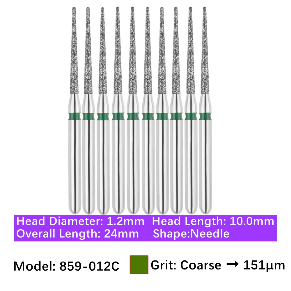10/pk Dental FG High Speed Diamond Burs Needle Burs 859-012C Coarse Grit