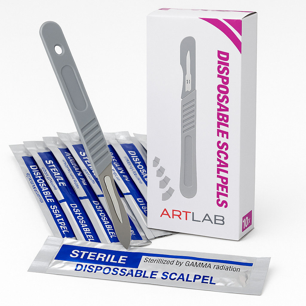 10 PK DISPOSABLE SCALPELS #22-SINGLE USE – DISSECTING, SURGICAL, DERMAPLANING