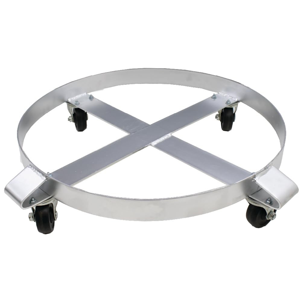 55-Gallon Drum and Garbage Can Dolly – Heavy-Duty Metal Dolly with Cross Braces