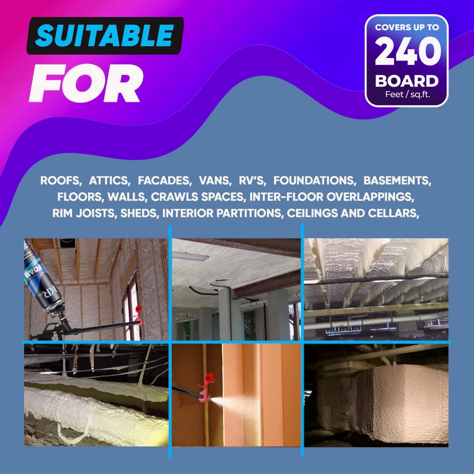 Spray Foam Insulation Can (12 x 23.1 oz. (655 g)) Expanding Foam Sealant