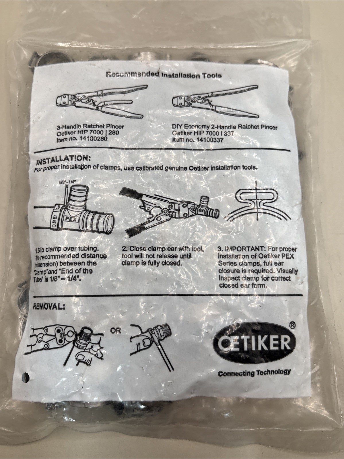 Oetiker 16707872-100Grag Grip Clamp, 1/2”, Pk100