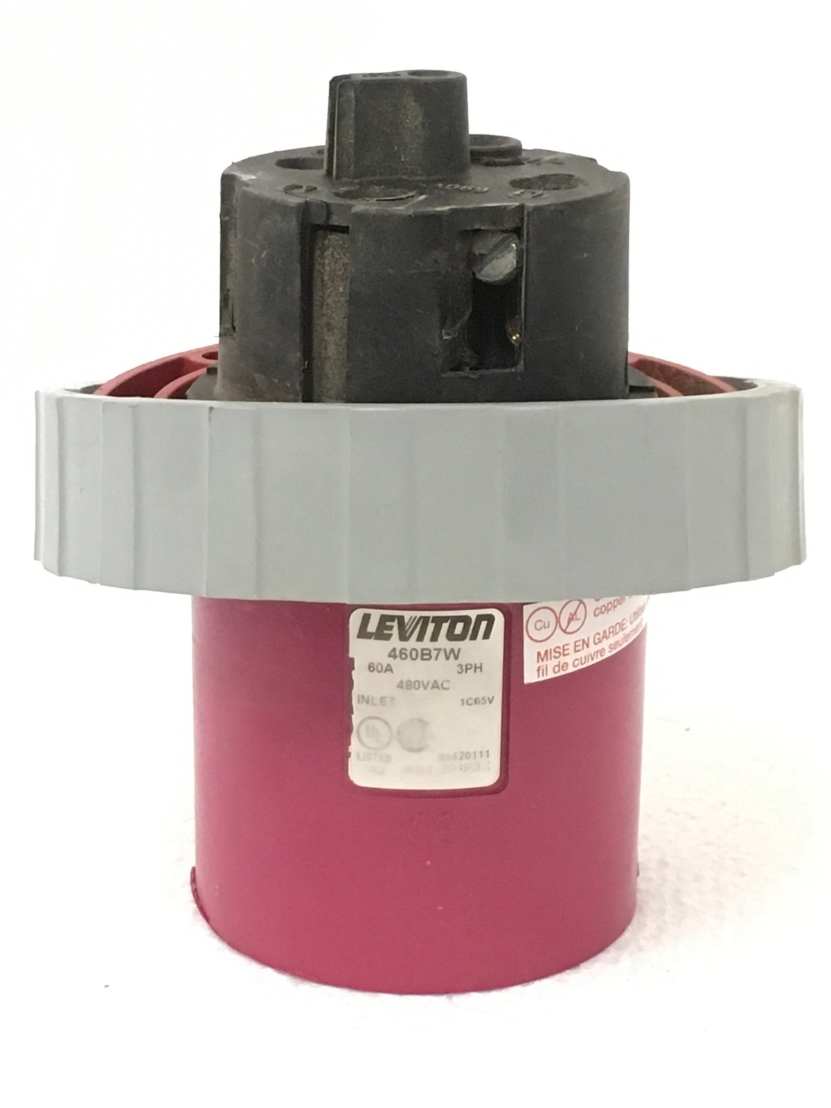 Leviton 460B7W 460R7W 60A 480V 4-Pin Plug Receptacle Set WORKING FREE SHIPPING