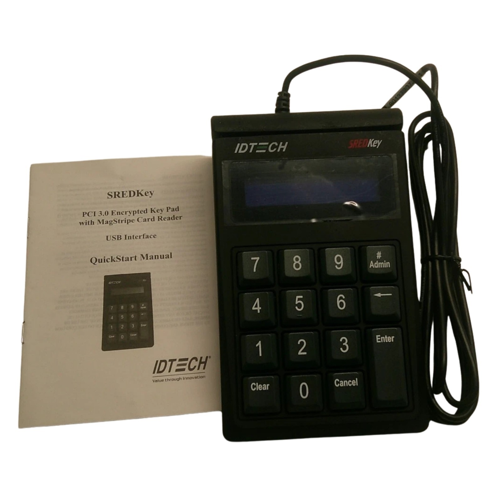 ID Tech, SREDKey, Key Pad & Magnetic Stripe Reader – Black, IDSK-534833TEB
