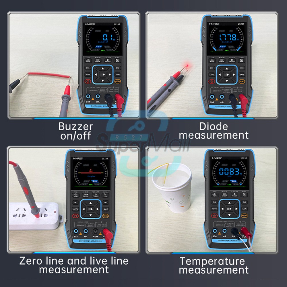 FNIRSI 2C23T 3-in-1 Digital Oscilloscope Multimeter Function Signal Generator US