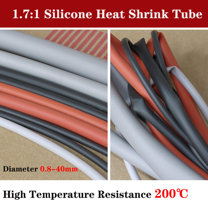 1.7:1 Silicone Heat Shrink Tube 0.8-40mm Diameter 200℃ Temperature Resistant