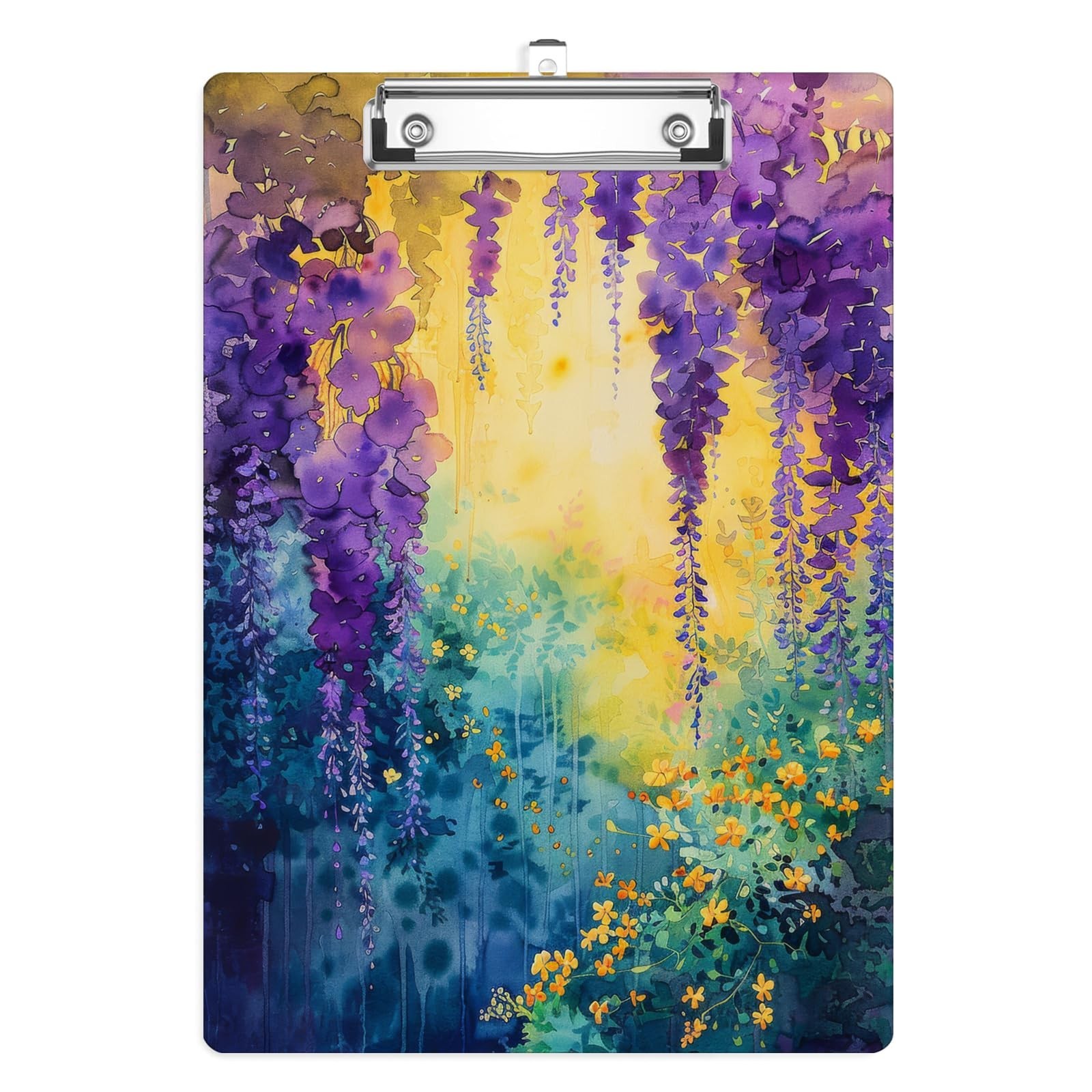 Nature Watercolor Floral Clipboard,Decorative Clip Board with Metal Clip Cute…