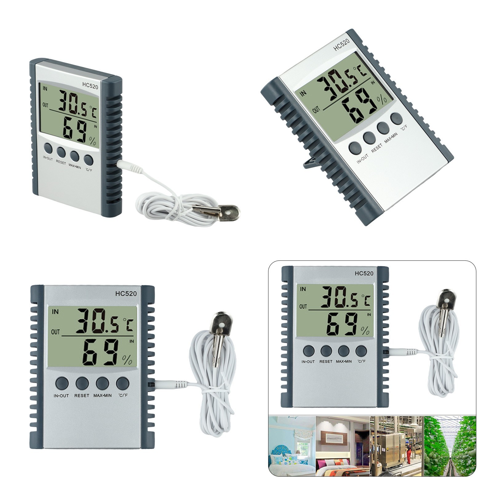 Contemporary Design Temperature and Humidity Meter for Indoor and Outdoor Use