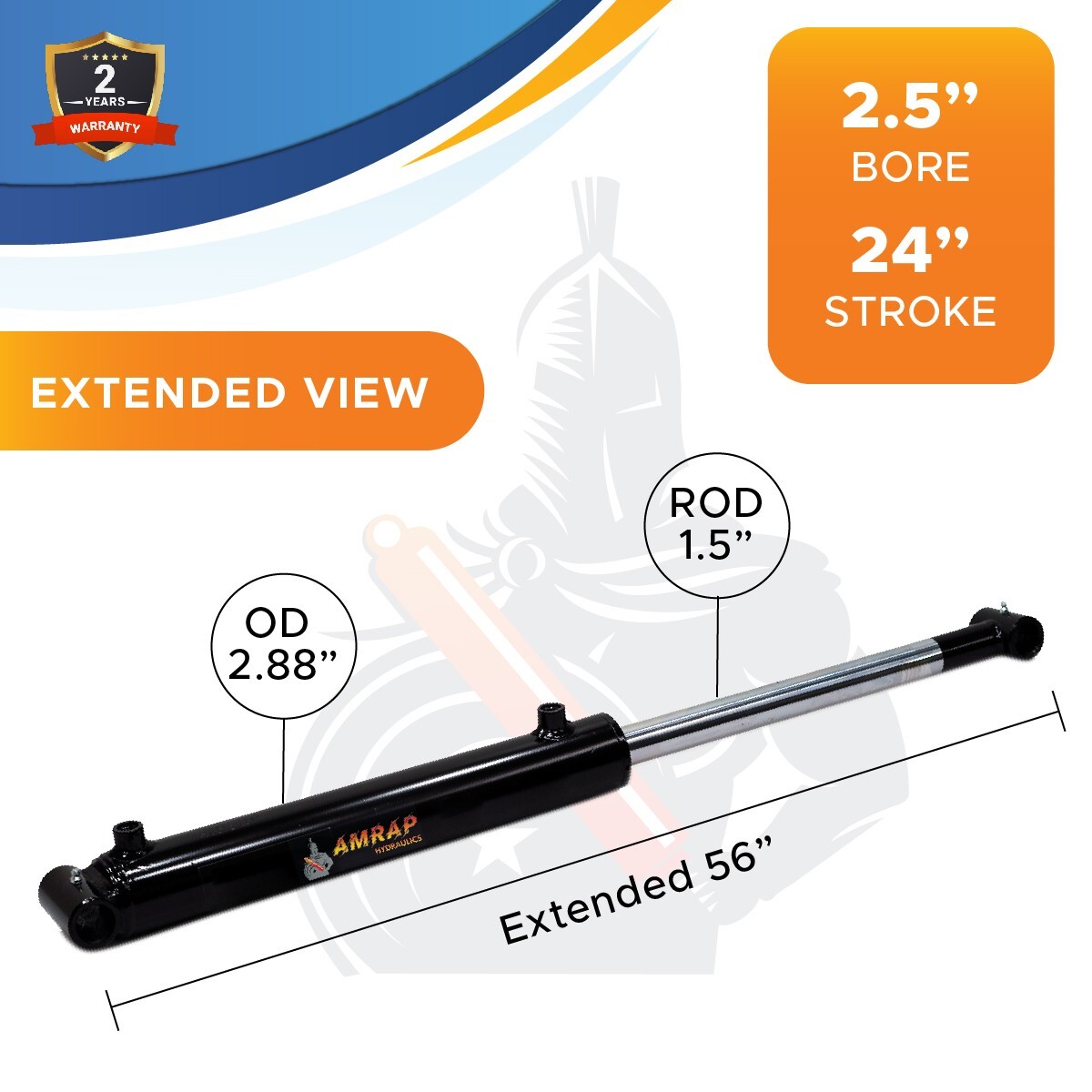 2.5×24 Hydraulic Cylinder-2.5″ Bore, 24″ Stroke -Welded Cross Tube Cylinder(new)