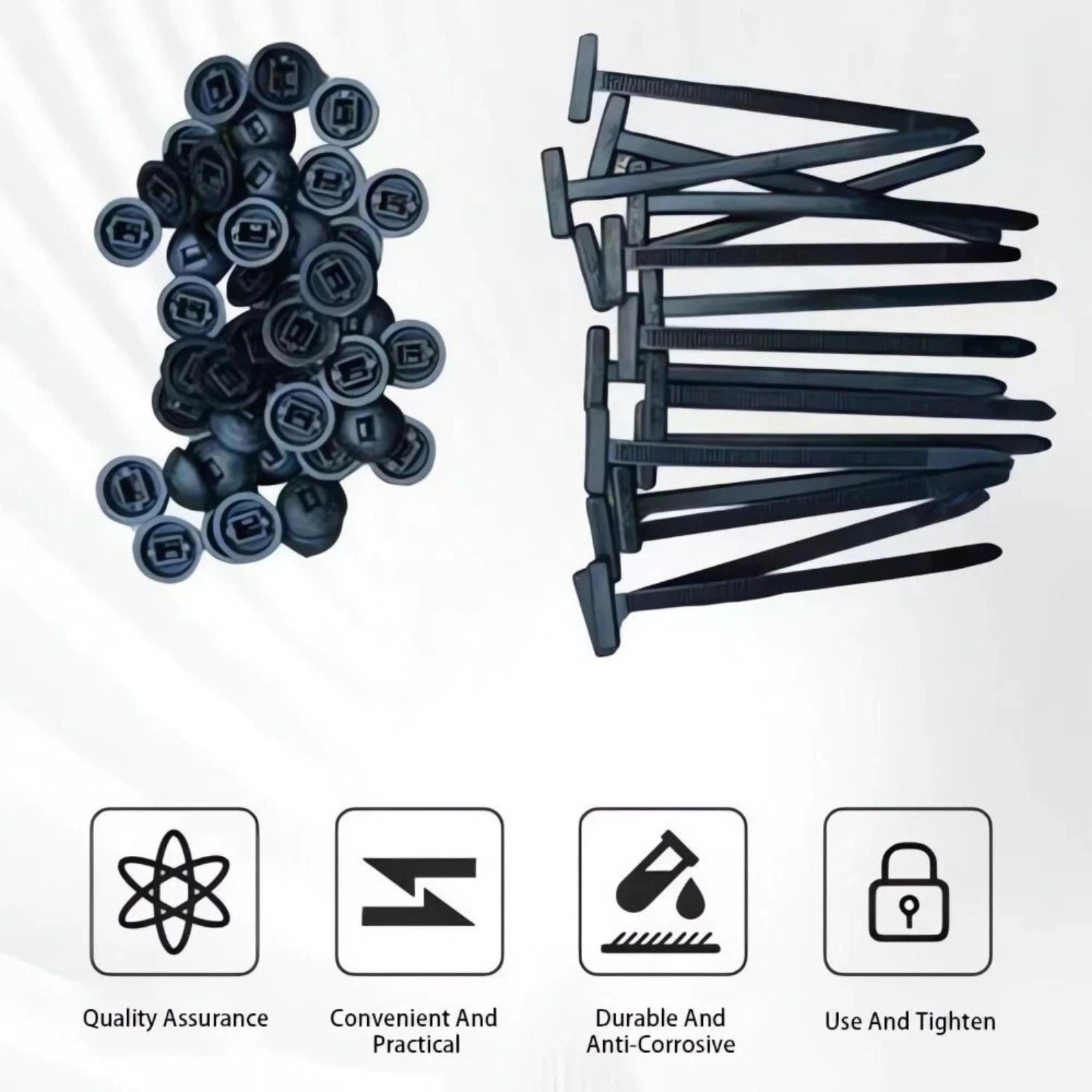 100 PCS Nylon Universal Cable Tie Buckle，Heavy Duty Self-Locking Zip Ties Holder