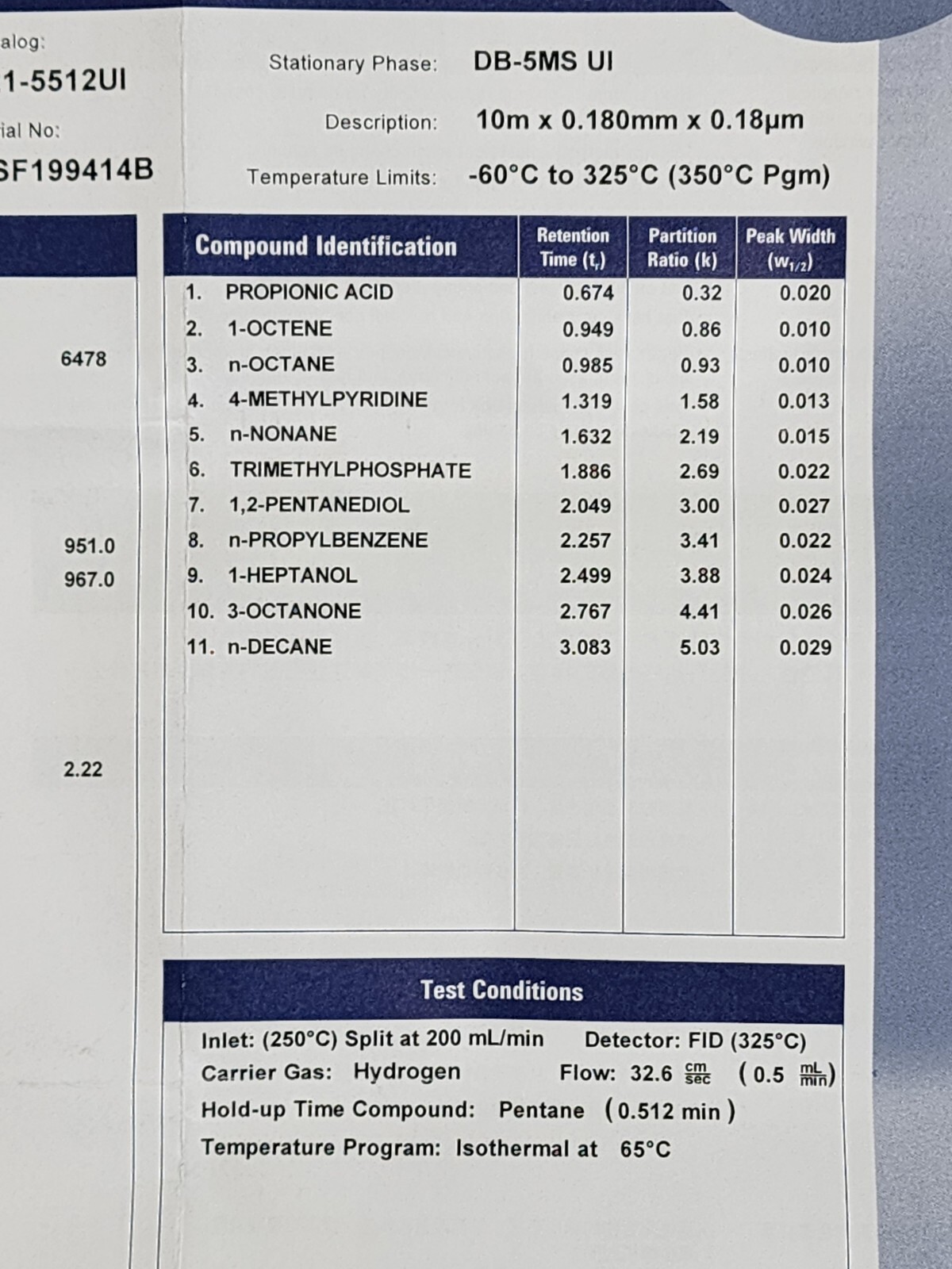 Agilent J&W 121-5512UI DB-5MS Ultra Inert, 10m, 0.18mm, 0.18µm, GC Column