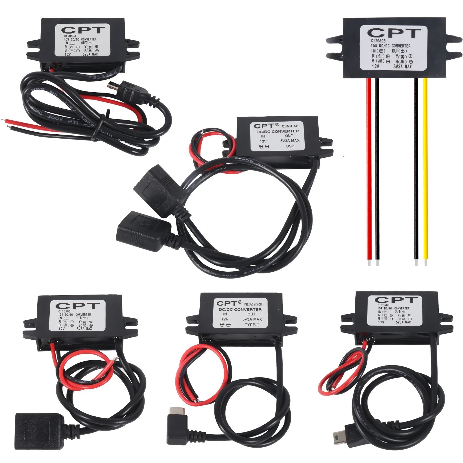 DC-DC 12V To 5V Converter Step Down Module USB Output Power Adapter