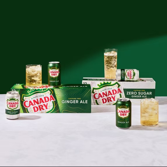 Canada Dry Caffeine Free Zero Sugar Ginger Ale Soda Pop, 12 fl oz, 12 Pack Cans