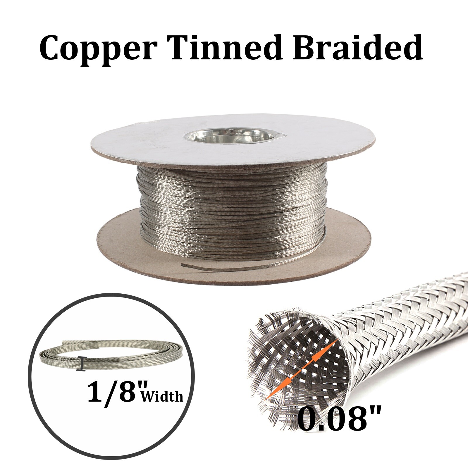 Flat Tinned Copper Braid Sleeve Flexible EMI RFI Shielding Wire Ground Mesh Lot