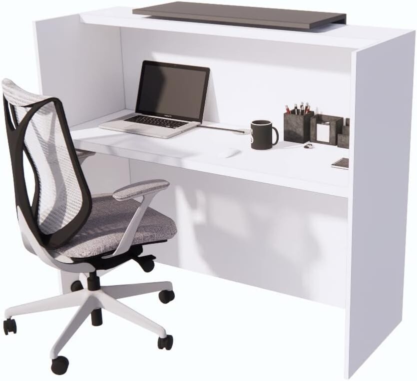 53″ Modern Reception Desk, Transaction Counter Top Laminate Standing Front Table