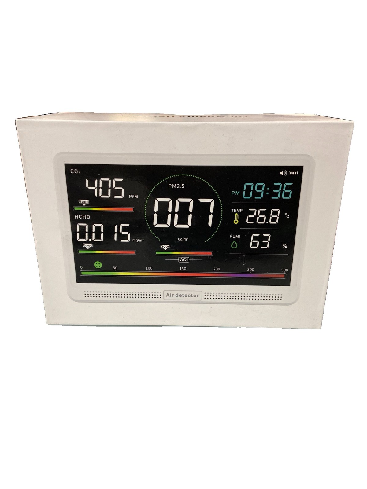 16 in 1 Air Quality Monitor Indoor 7″ Display 9 AQI+7 AQI Alerts