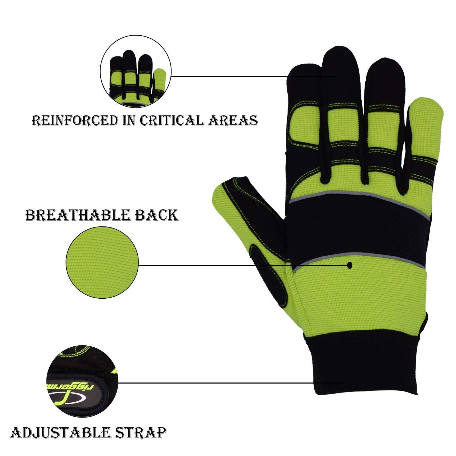 Heavy Duty Mechanic Work Gloves Touchscreen Industrial Builder Safety Potectionn