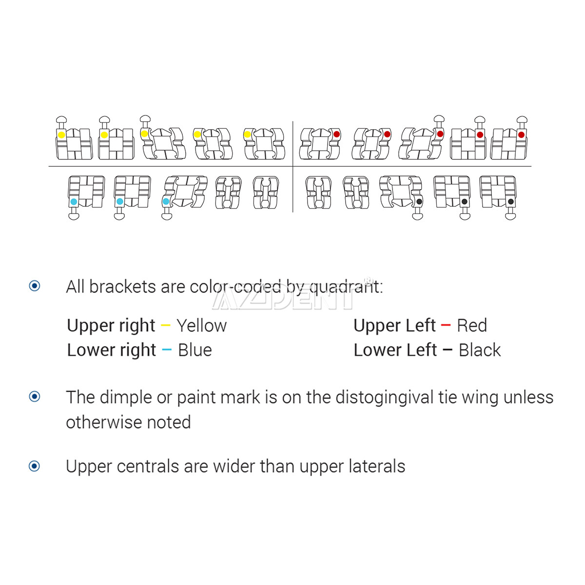 AZDENT Dental Orthodontic Brackets Braces Metal Mini Roth.022 Hooks 345