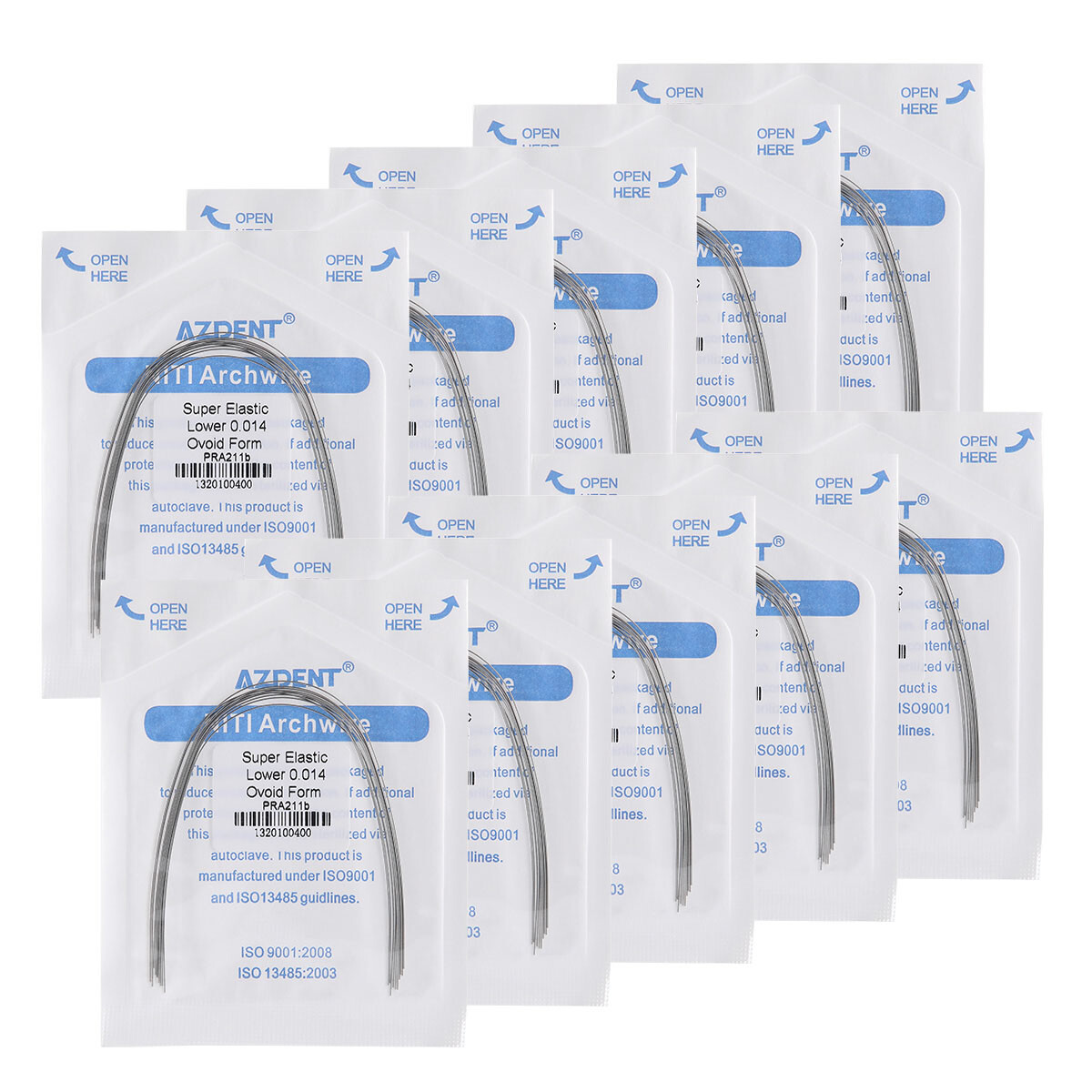 100X AZDENT Dental Ortho Arch Wires Super Elastic Niti Round 012~020 Upper&Lower