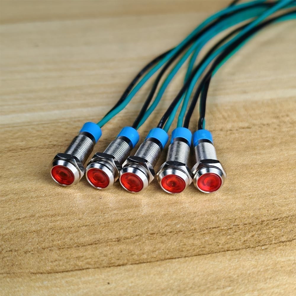 6mm 3V-4.5V-5V-6V-7.5V-9VDC Waterproof Signal Lamp with Wire, LED Metal Indic…