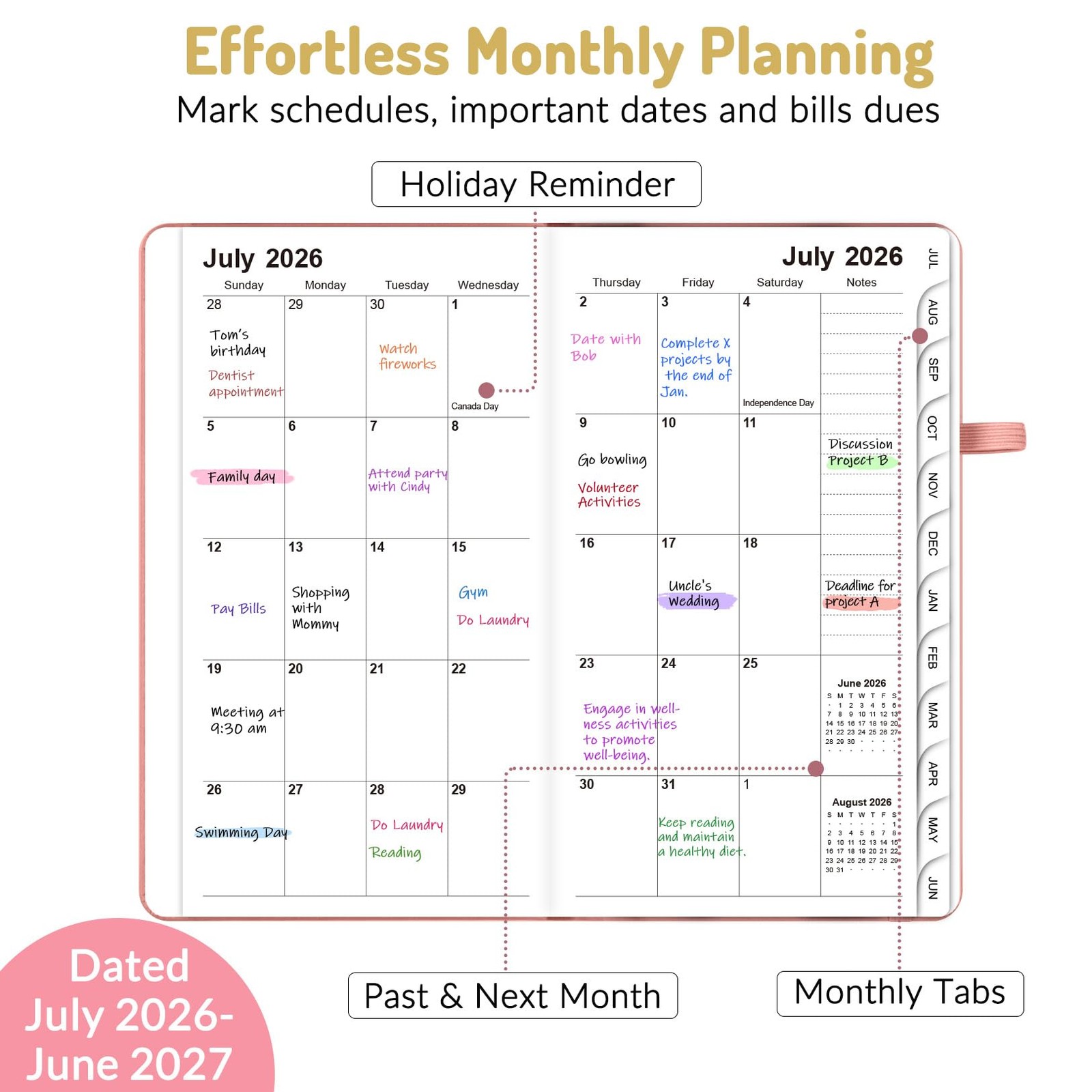 Pocket Planner 2026-2027, Weekly Monthly Planners for Purse, 3.5″ x 6″, July 202