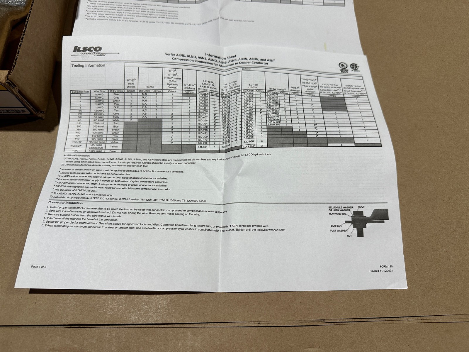 10Pack Ilsco Yellow 700 750 kcmil Surecrimp Aluminum Compression 2-Hole 1/2″ Lug