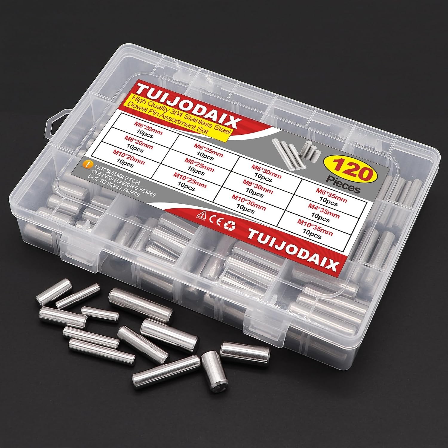 120pc Cylindrical Dowel Pins Assortment