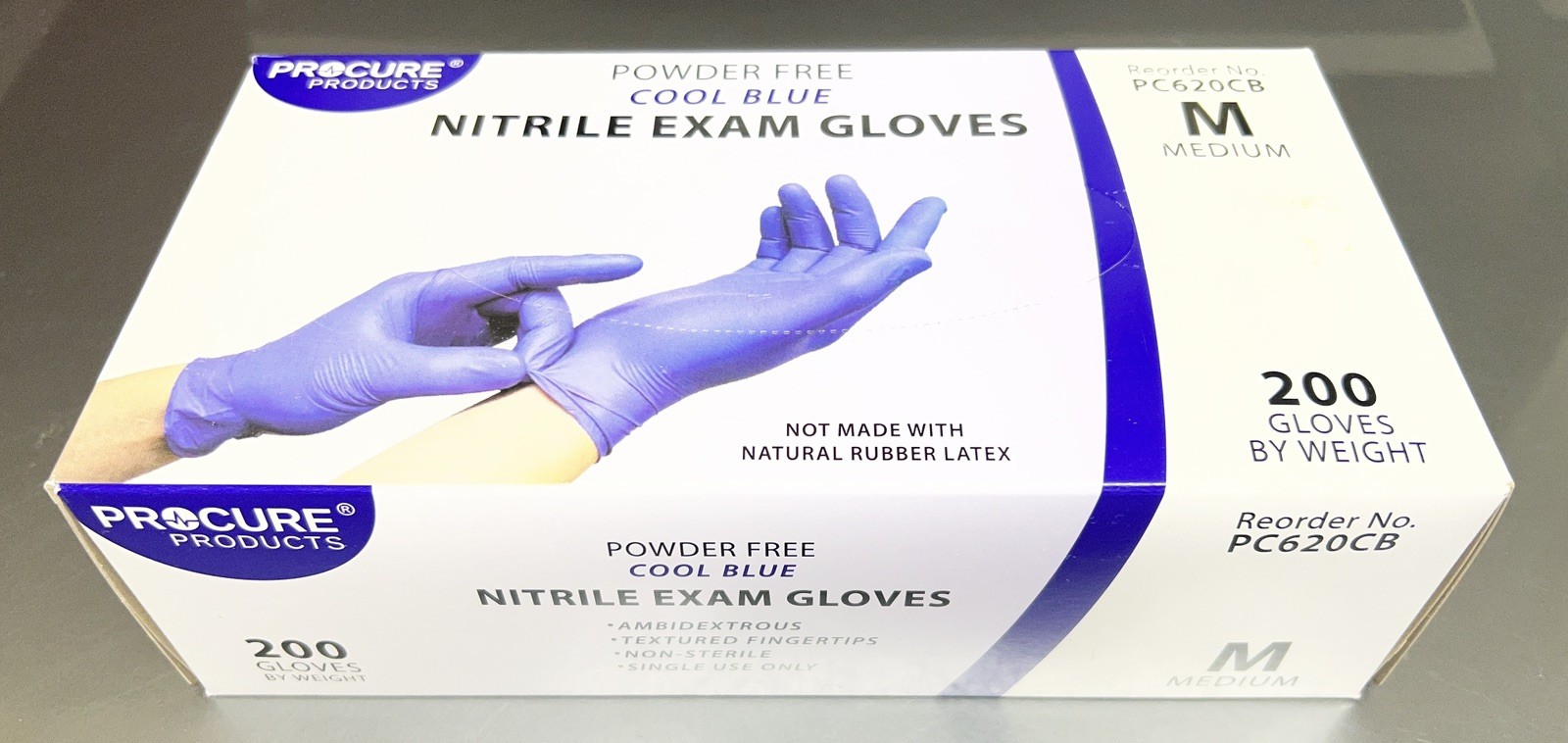 Procure Nitrile Exam Gloves #PC630CB, Powder Free, Blue, Medium, 1 Box – Qty 200