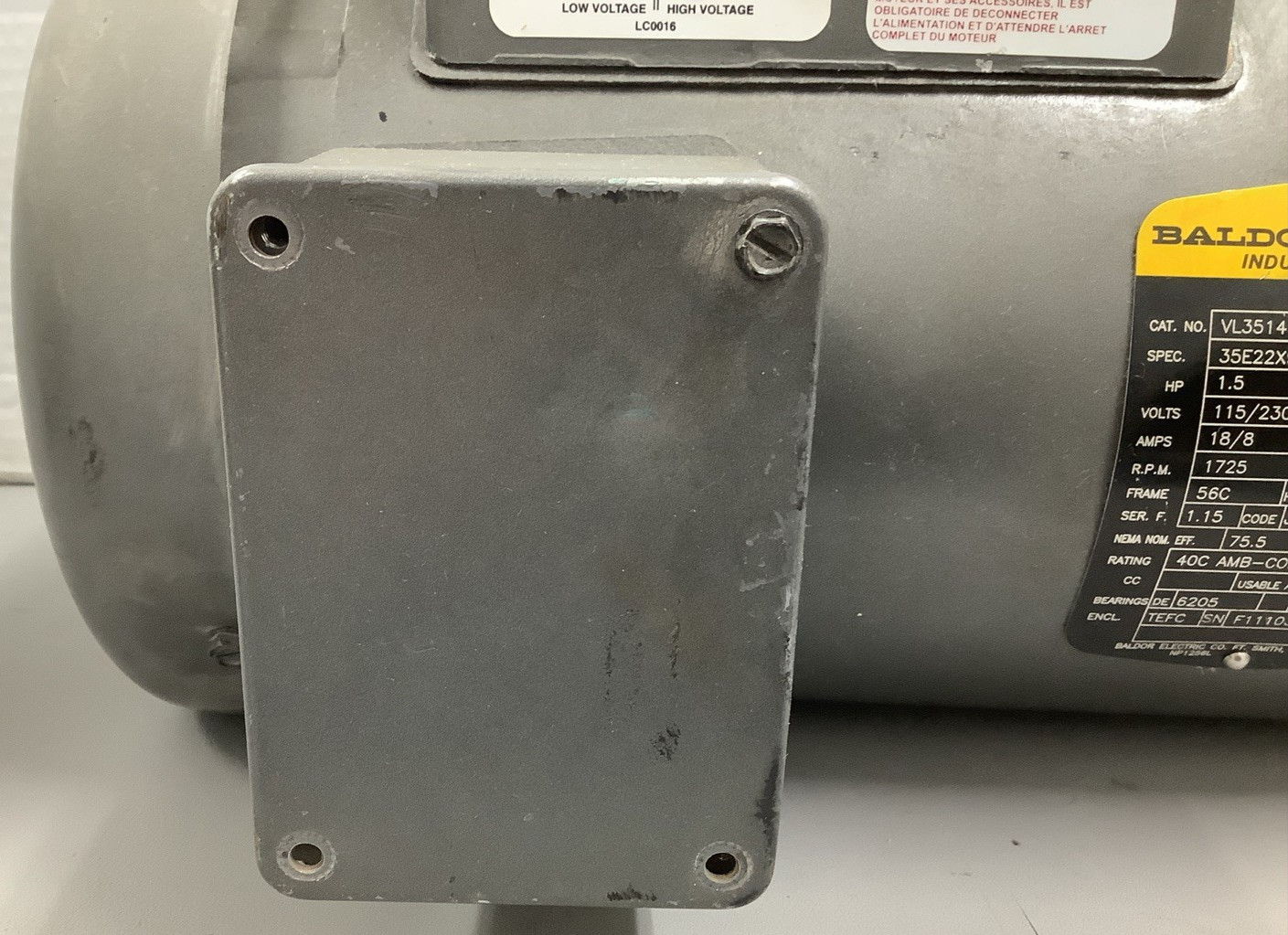 Baldor-Reliance VL3514 Industrial AC Motor 1.5HP 1725RPM 1-Ph (R109)