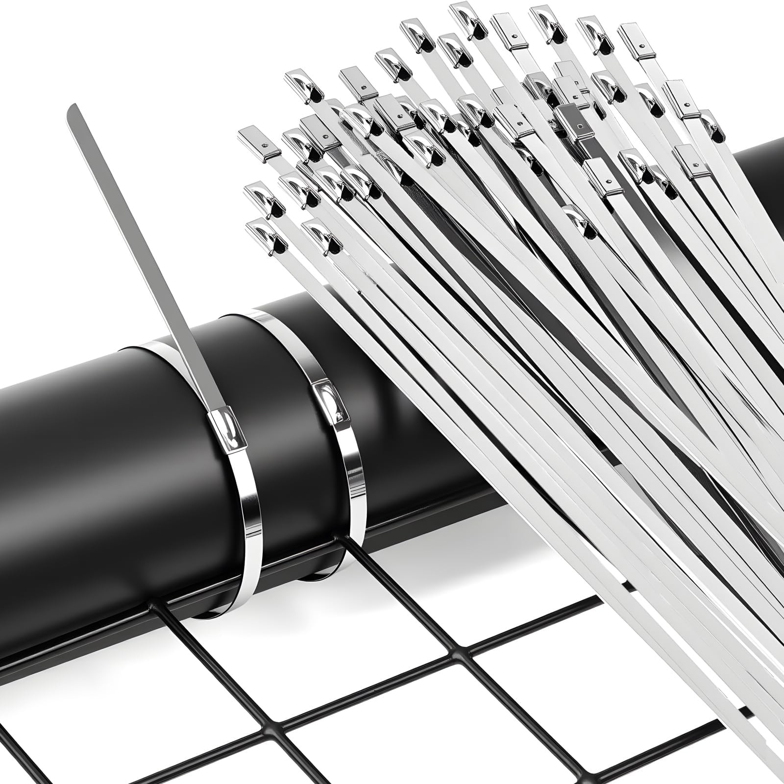 Metal Zip Ties, 60 Inch Extra Long 390Lb Stainless Steel Cable Ties, Heavy Du…