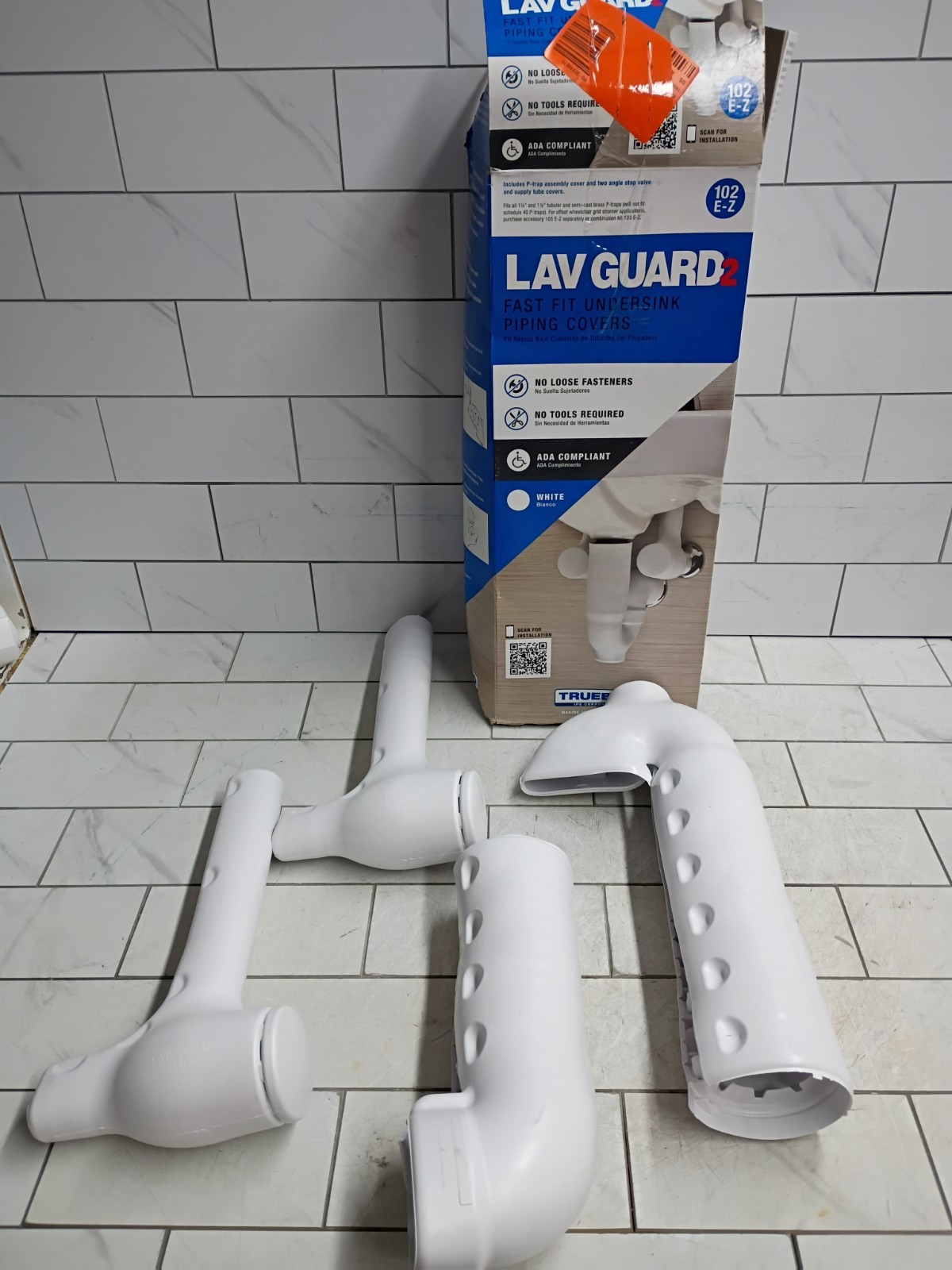 2pk TrueBro Lav Guard2 102 E-Z Fast Fit Undersink Piping Covers Open Box