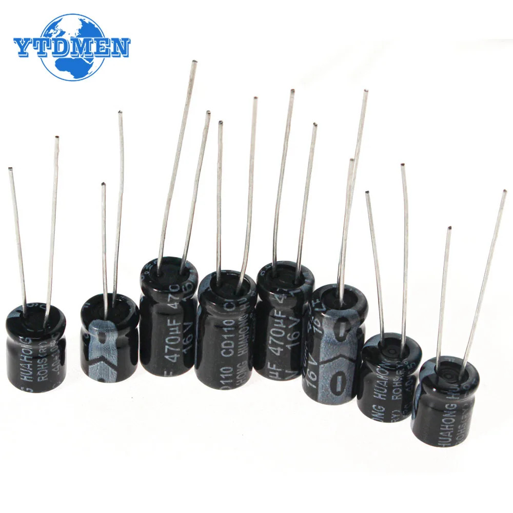 120pcs Electrolytic Capacitors Kit Assorted 12 Values 1UF-470UF 16V 25V 50V US