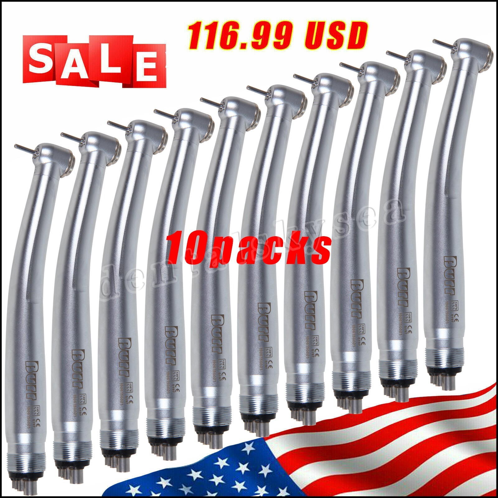 10pcs NSK PANA MAX Style Dental High Speed Handpiece Turbine Push Button 4 Hole