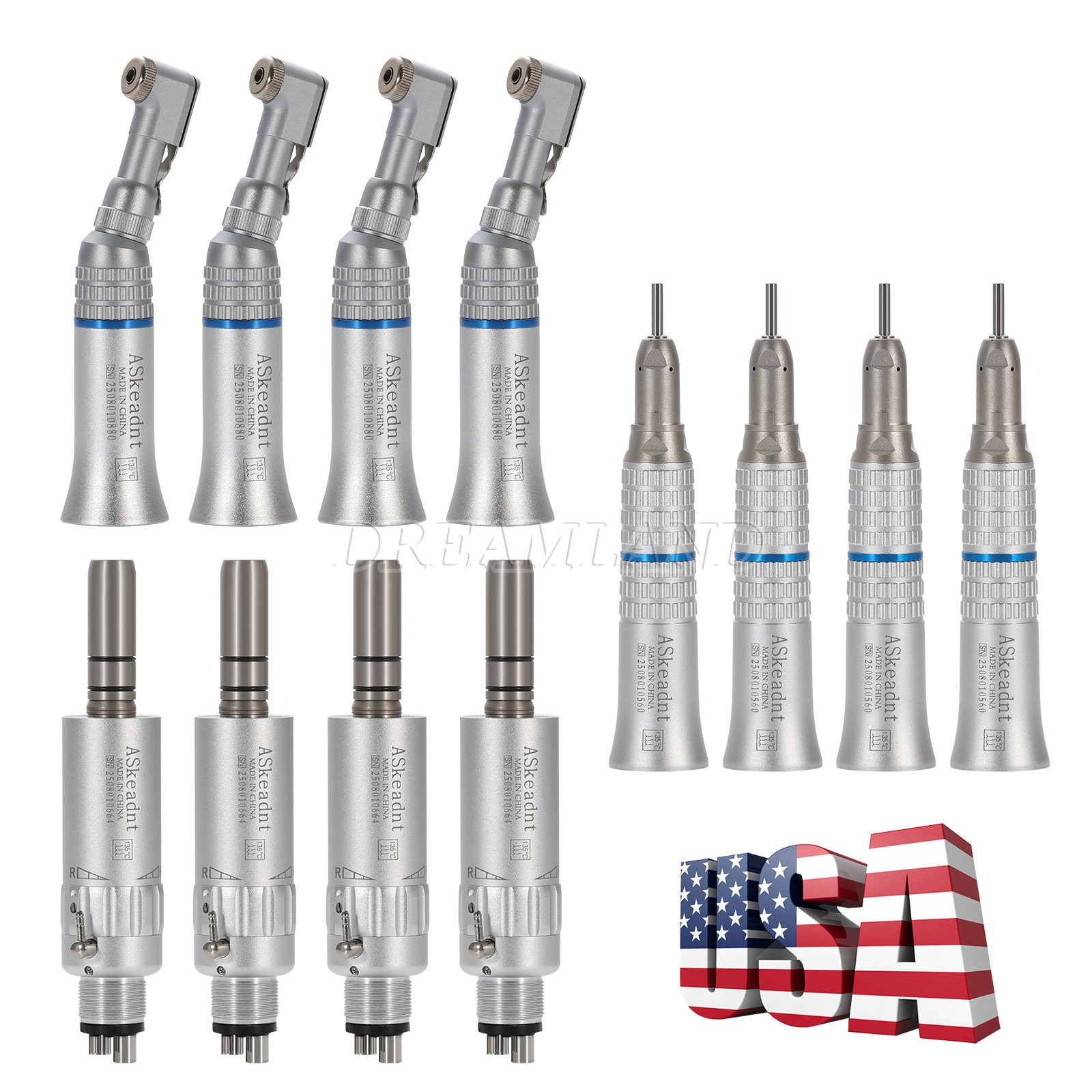 SEASKY Dental Slow Low Speed Handpiece Straight Contra Angle Air Motor 4/2Holes