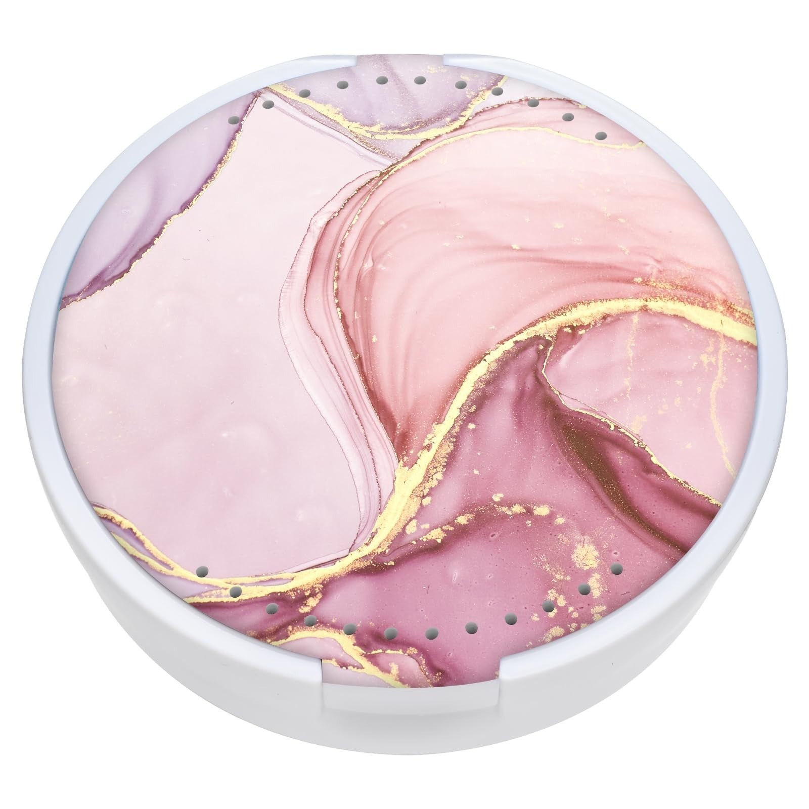 Retainer Case with Mirror & Ventilation – Light Green Floral Design