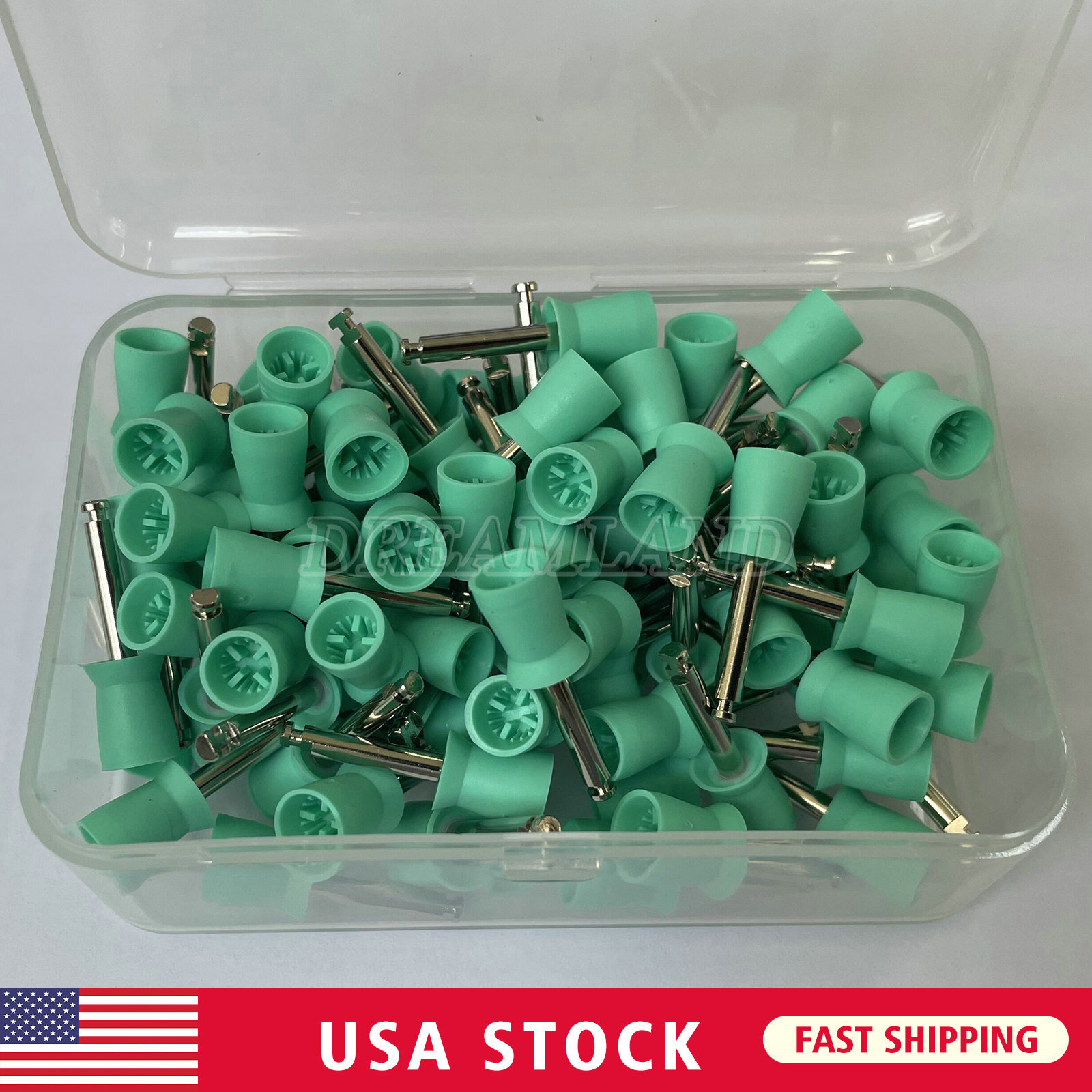 100 Dental Soft Prophy Cup Rubber Polish Brush Polishing Teeth Latch Type