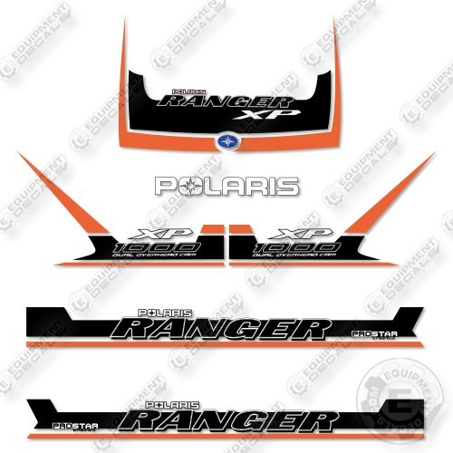 Fits Polaris Ranger 1000XP 2018 Orange Black Decal Kit- 7 YEAR OUTDOOR 3M VINYL!