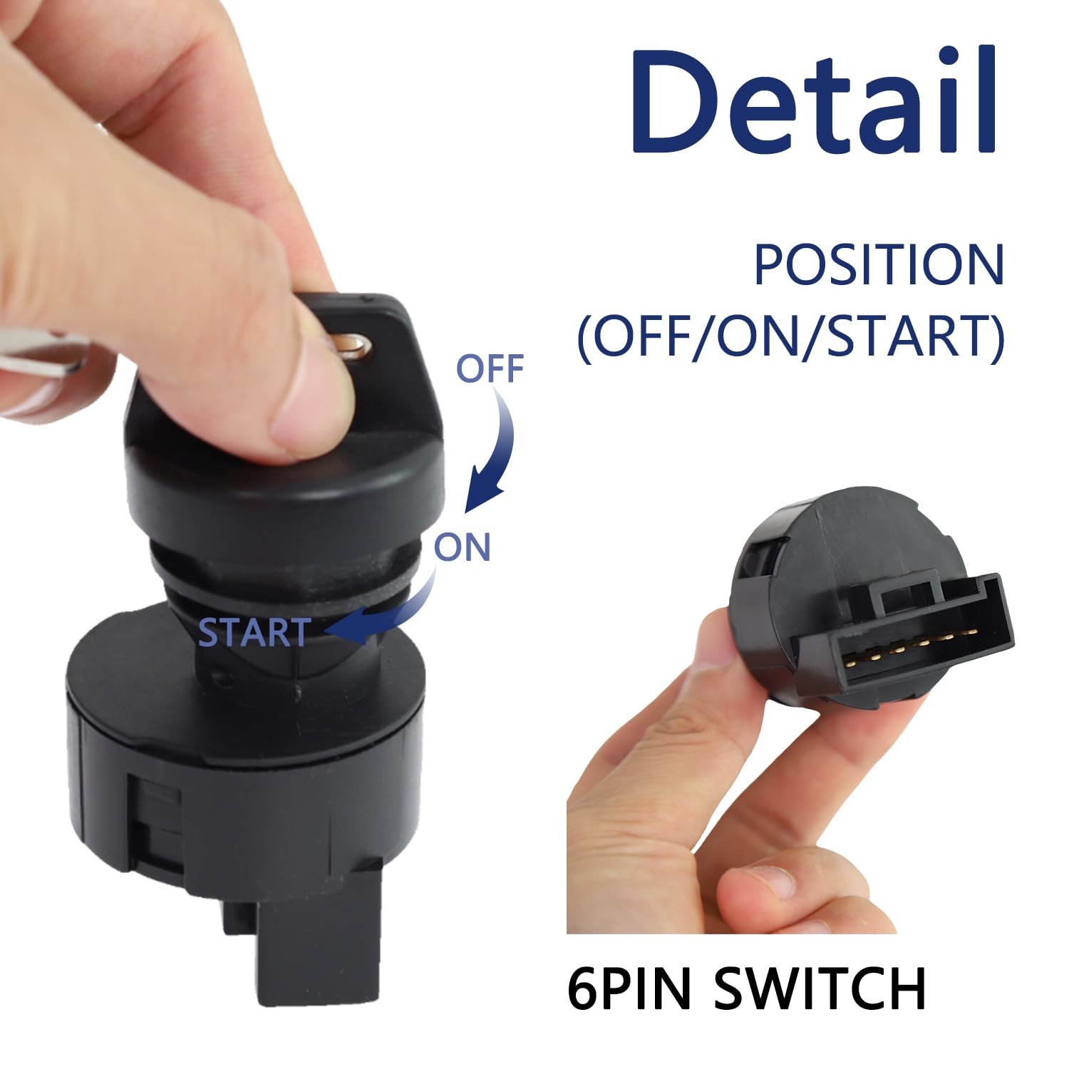 Ignition Key Switch 3 Position 6 Pins Compatible with Polaris Sportsman 400 500