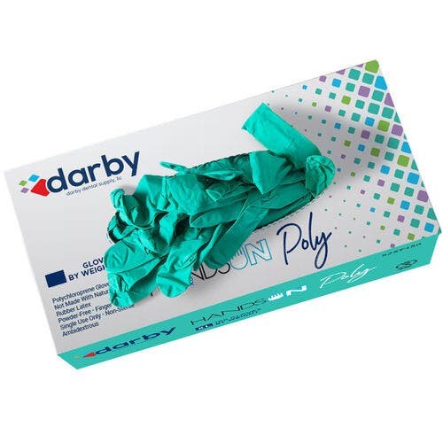 HandsOn Green Poly Gloves, Extra Small, 100/Box, Green