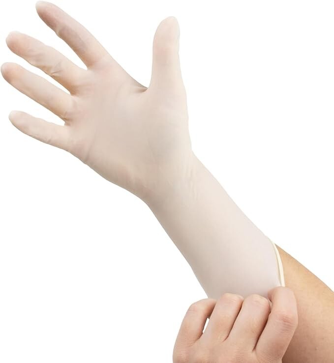 Sterile Latex Surgical Gloves, Size 7.5, Powder-Free, 50 Pairs/Box
