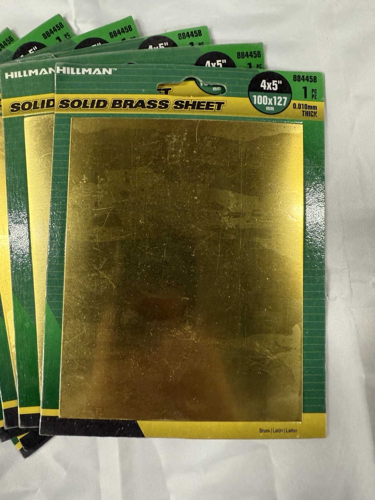 LOT Of 7 Hillman 4-in X 5-in Brass Solid Sheet Metal, 0.010-in Thick