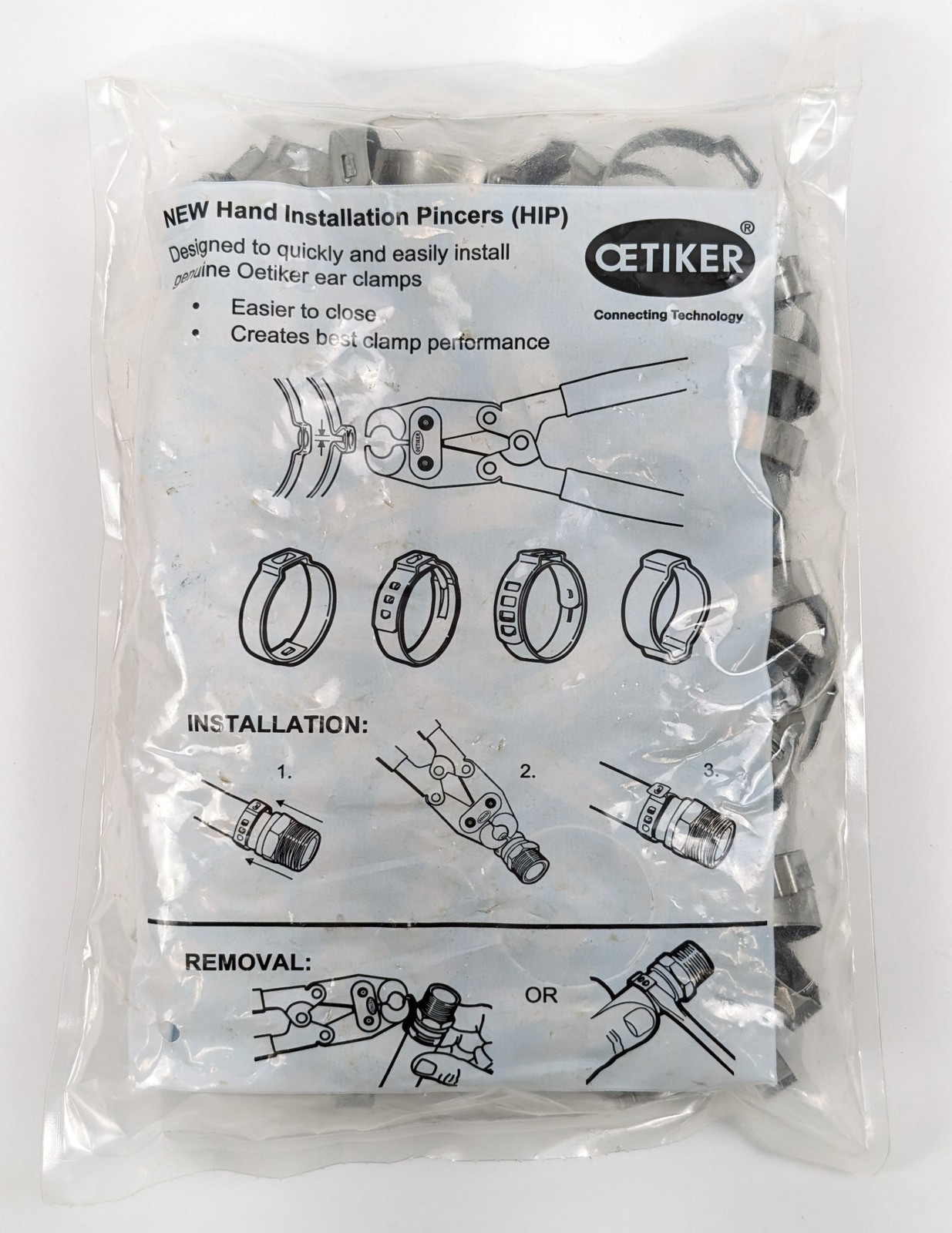 Oetiker 15500016 Stepless Ear Clamps 24-27.1mm Stainless Steel 100-Pack Set of 4