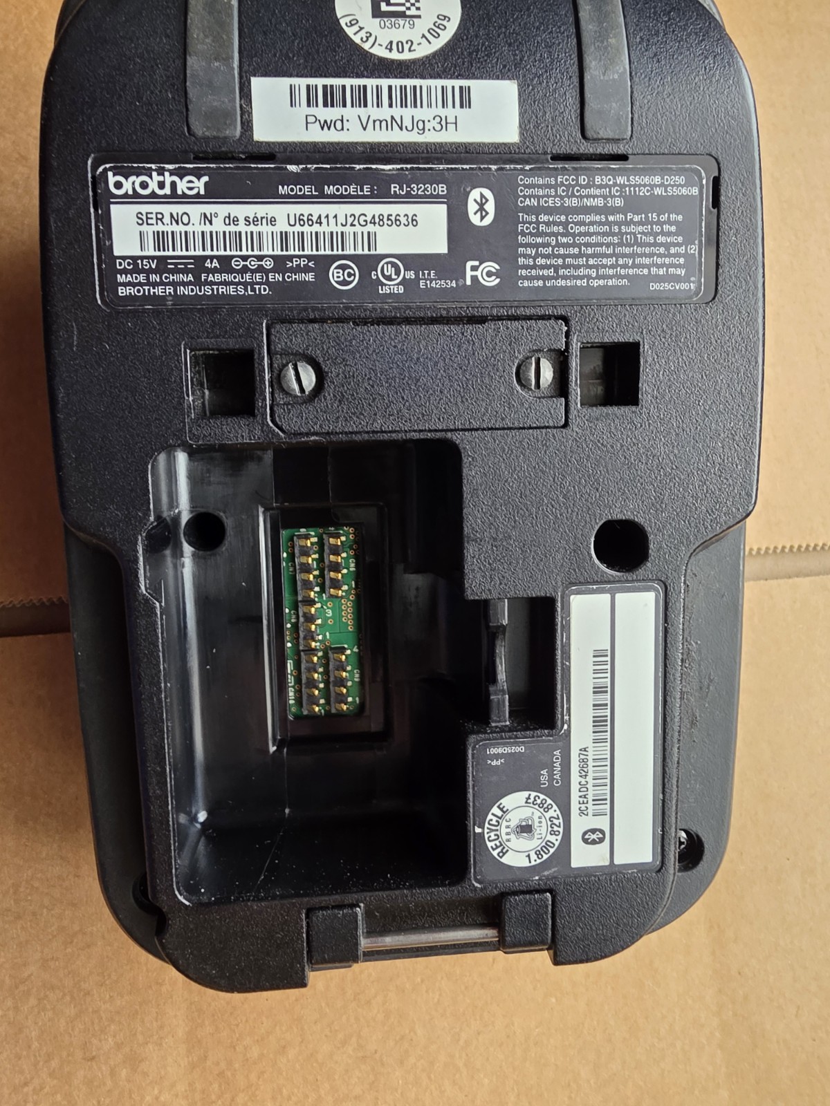 Brother RuggedJet Mobile Direct Thermal Printer Monochrome RJ-3230BL