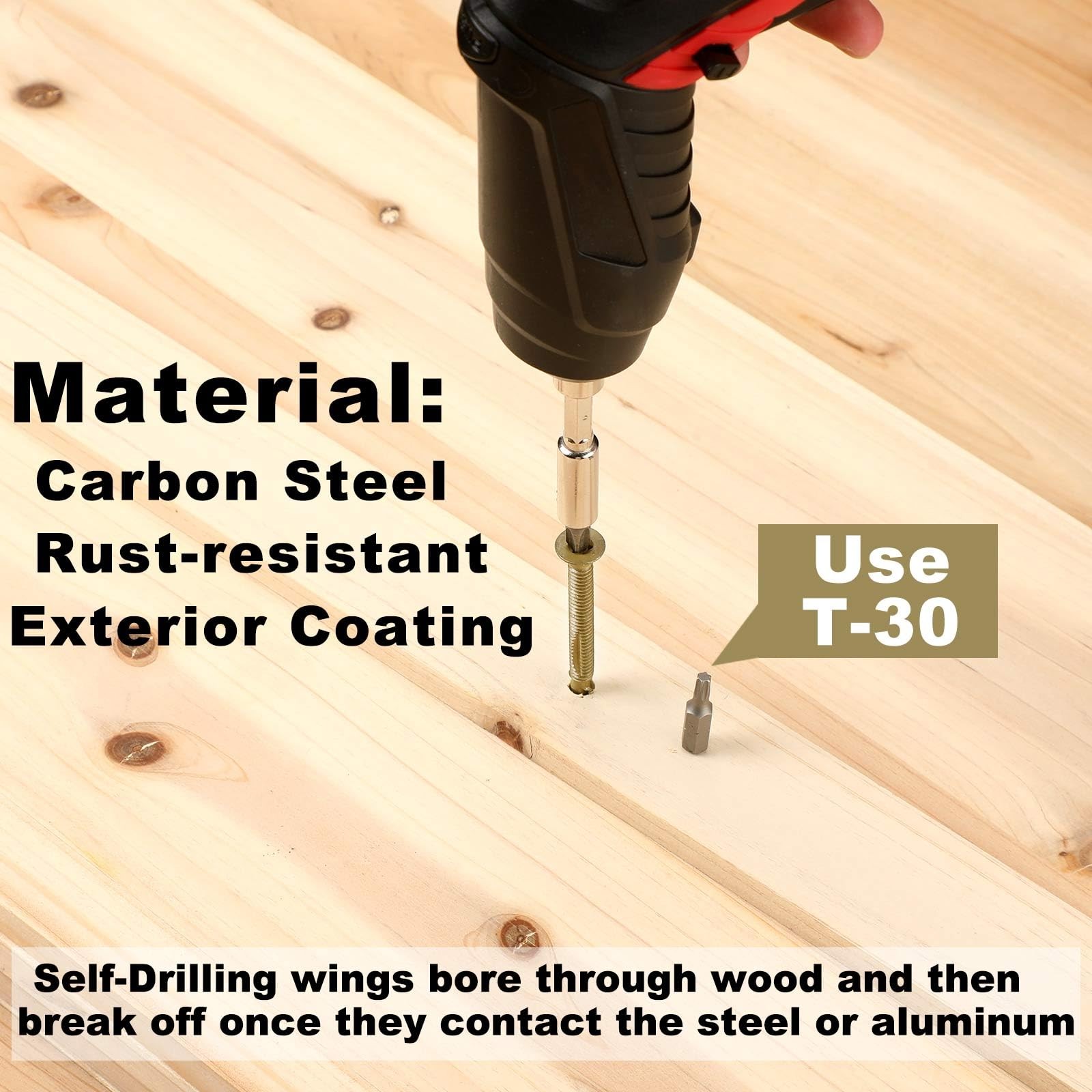 100 Pcs #14 x 3-1/4″ Trailer Deck Screws, Bulk Self Tapping, Wood to Metal, Star