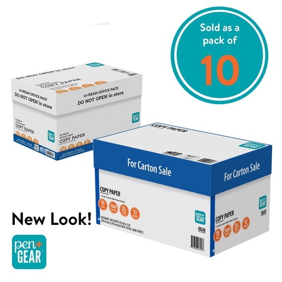 Pen+Gear Copy Paper, 8.5″ x 11″, 92 Bright White, 20 lb., 10 Ream Case (5,000 Sh