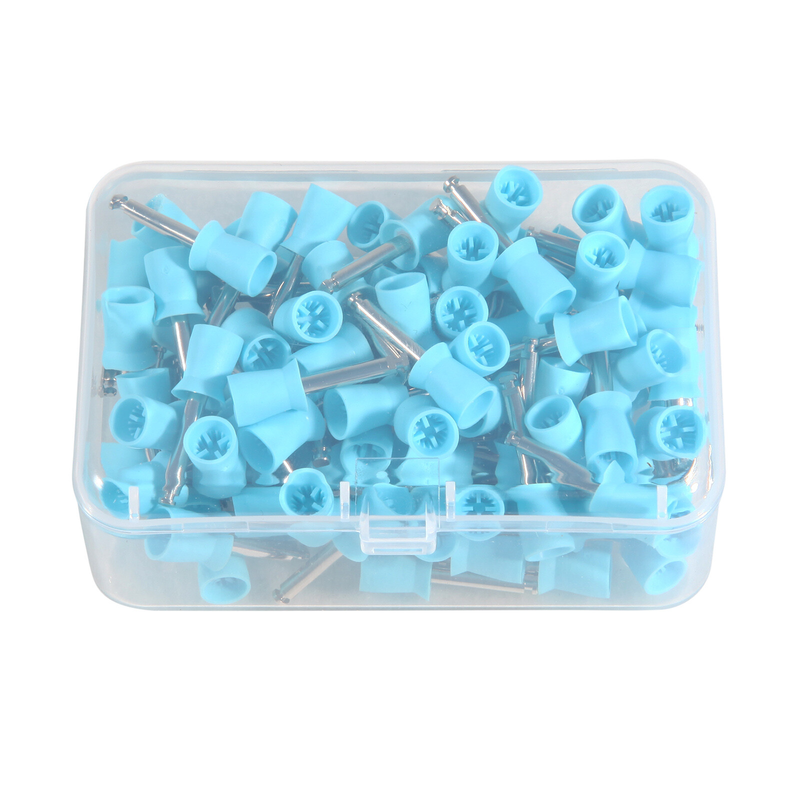 100 Pcs Dental Rubber Prophy Teeth Polish Polishing Cups Latch Type Brushes blue